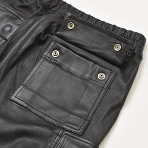 RICK OWENS FW21 GETHSEMANE MASTODON RU02A5396-LS Mastodon Cargo Jog Leather Pants, Black, Size 42, Excellent Condition, Used, 4a000451