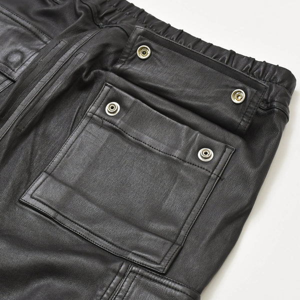 RICK OWENS FW21 GETHSEMANE MASTODON RU02A5396-LS Mastodon Cargo Jog Leather Pants, Black, Size 42, Excellent Condition, Used, 4a000451