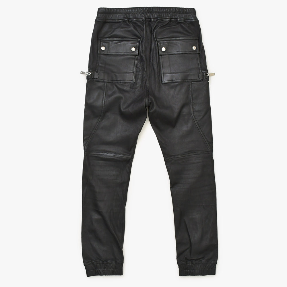 RICK OWENS リックオウエンス Buhaus Leather Cargo Pants RU02A5377-LS バウハウス レザー カーゴ パンツ ブラック サイズ38 美品 中古 4a000455