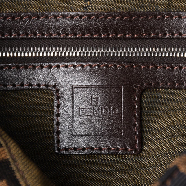 極美品 FENDI フェンディ マンマバケット ワンショルダーバッグ 26424 キャンバス レザー ブラウン ズッカ柄 シルバー金具 中古 4a000497