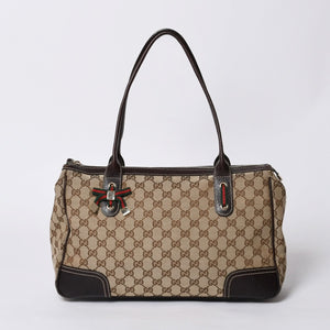 GUCCI グッチ ハンドバッグ 177052 502752 GGキャンバス シェリーライン レザー ベージュ ゴールド金具 美品 中古 4a000213