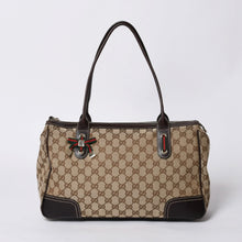 画像をギャラリービューアに読み込む, GUCCI グッチ ハンドバッグ 177052 502752 GGキャンバス シェリーライン レザー ベージュ ゴールド金具 美品 中古 4a000213