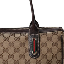 画像をギャラリービューアに読み込む, GUCCI グッチ ハンドバッグ 177052 502752 GGキャンバス シェリーライン レザー ベージュ ゴールド金具 美品 中古 4a000213