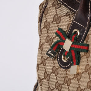 GUCCI グッチ ハンドバッグ 177052 502752 GGキャンバス シェリーライン レザー ベージュ ゴールド金具 美品 中古 4a000213