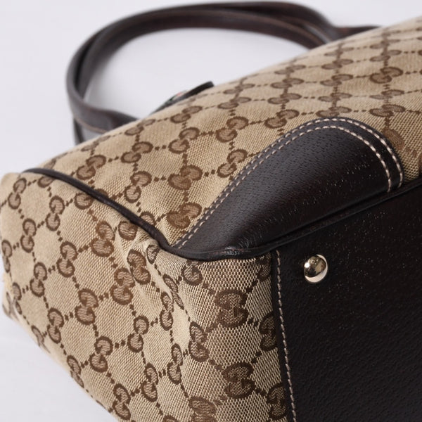 GUCCI グッチ ハンドバッグ 177052 502752 GGキャンバス シェリーライン レザー ベージュ ゴールド金具 美品 中古 4a000213