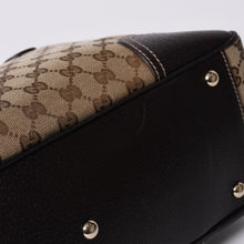 画像をギャラリービューアに読み込む, GUCCI グッチ ハンドバッグ 177052 502752 GGキャンバス シェリーライン レザー ベージュ ゴールド金具 美品 中古 4a000213