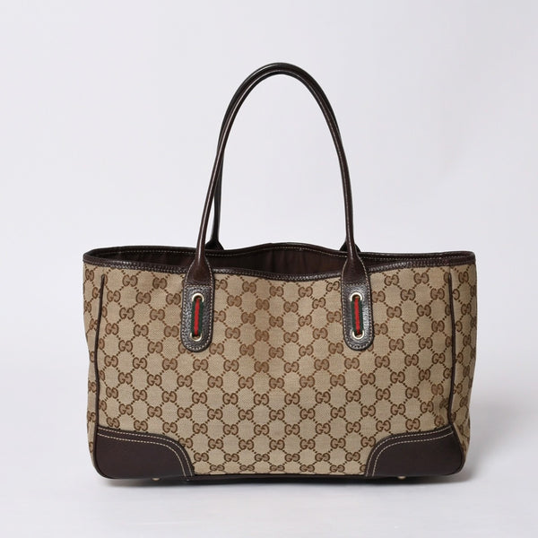 GUCCI Gucci Handbag 163805 2123 GG Canvas Sherry Line Leather Beige Gold Hardware Good Condition Used 4a000203