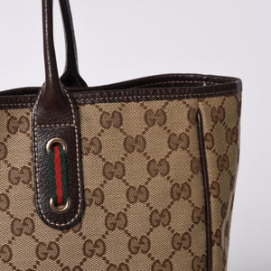 GUCCI Gucci Handbag 163805 2123 GG Canvas Sherry Line Leather Beige Gold Hardware Good Condition Used 4a000203