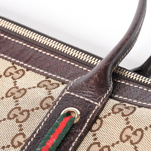 GUCCI Gucci Handbag 163805 2123 GG Canvas Sherry Line Leather Beige Gold Hardware Good Condition Used 4a000203