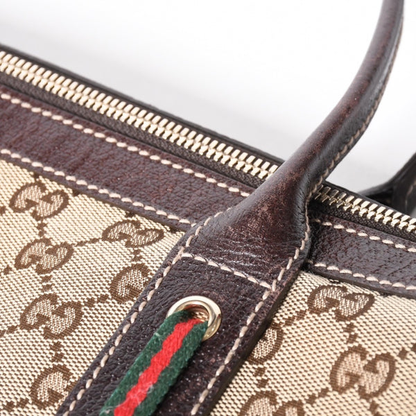 GUCCI Gucci Handbag 163805 2123 GG Canvas Sherry Line Leather Beige Gold Hardware Good Condition Used 4a000203