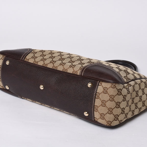 GUCCI Gucci Handbag 163805 2123 GG Canvas Sherry Line Leather Beige Gold Hardware Good Condition Used 4a000203