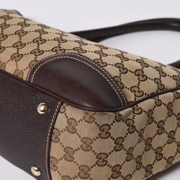 GUCCI Gucci Handbag 163805 2123 GG Canvas Sherry Line Leather Beige Gold Hardware Good Condition Used 4a000203