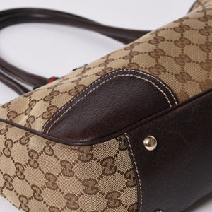 GUCCI Gucci Handbag 163805 2123 GG Canvas Sherry Line Leather Beige Gold Hardware Good Condition Used 4a000203