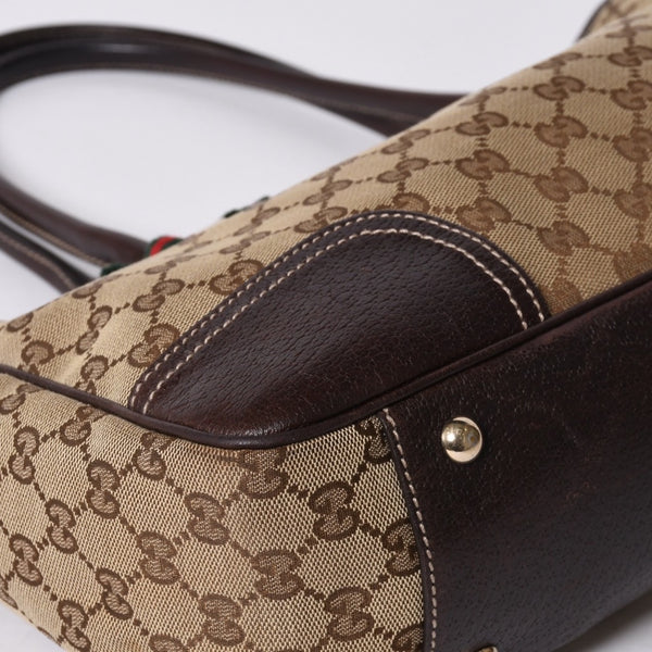 GUCCI Gucci Handbag 163805 2123 GG Canvas Sherry Line Leather Beige Gold Hardware Good Condition Used 4a000203
