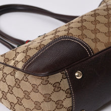 画像をギャラリービューアに読み込む, GUCCI グッチ ハンドバッグ 163805 2123 GGキャンバス シェリーライン レザー ベージュ ゴールド金具 美品 中古 4a000203
