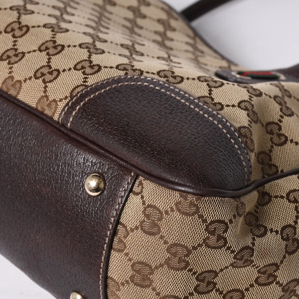 GUCCI Gucci Handbag 163805 2123 GG Canvas Sherry Line Leather Beige Gold Hardware Good Condition Used 4a000203