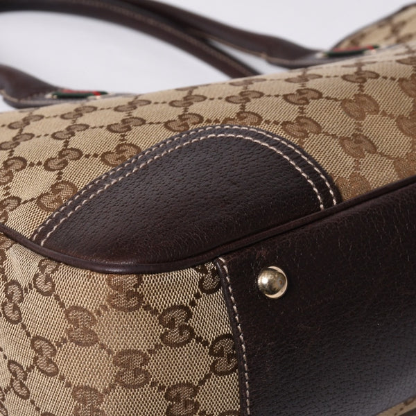 GUCCI Gucci Handbag 163805 2123 GG Canvas Sherry Line Leather Beige Gold Hardware Good Condition Used 4a000203