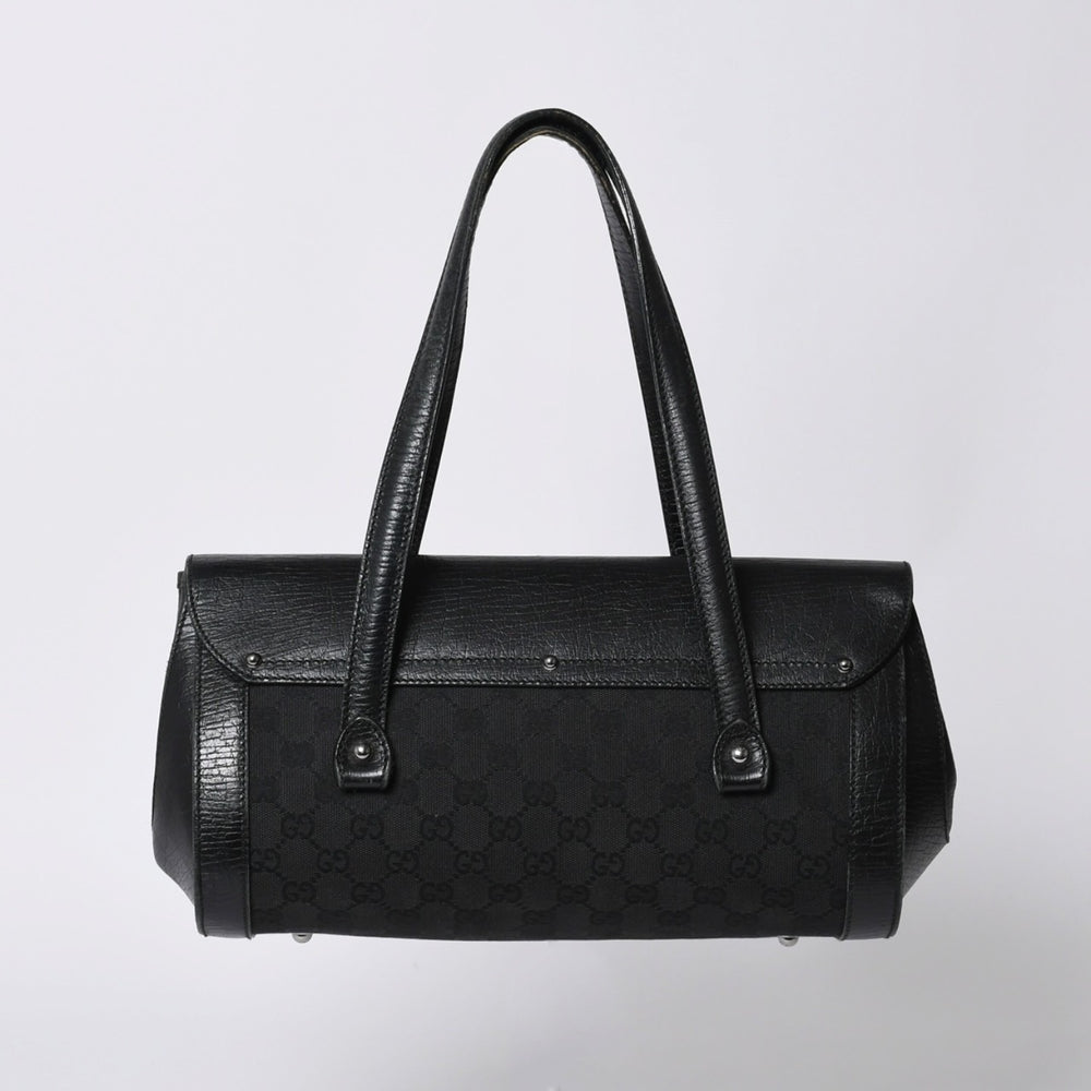 GUCCI グッチ ワンショルダー ハンドバッグ 111713 3444 GGキャンバス バンブー レザー ブラック 美品 中古 4a000383