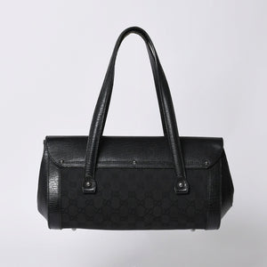 GUCCI グッチ ワンショルダー ハンドバッグ 111713 3444 GGキャンバス バンブー レザー ブラック 美品 中古 4a000383