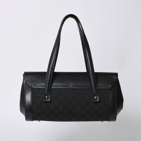 GUCCI グッチ ワンショルダー ハンドバッグ 111713 3444 GGキャンバス バンブー レザー ブラック 美品 中古 4a000383