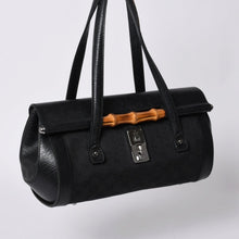 画像をギャラリービューアに読み込む, GUCCI グッチ ワンショルダー ハンドバッグ 111713 3444 GGキャンバス バンブー レザー ブラック 美品 中古 4a000383