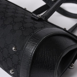 GUCCI グッチ ワンショルダー ハンドバッグ 111713 3444 GGキャンバス バンブー レザー ブラック 美品 中古 4a000383