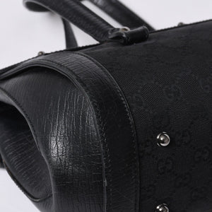 GUCCI グッチ ワンショルダー ハンドバッグ 111713 3444 GGキャンバス バンブー レザー ブラック 美品 中古 4a000383