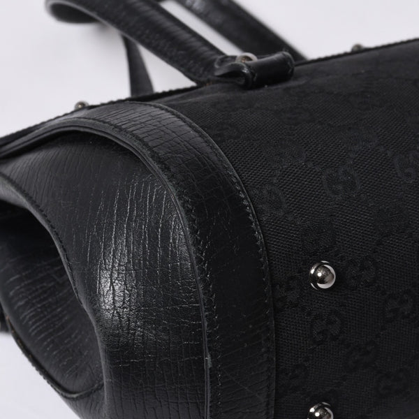 GUCCI グッチ ワンショルダー ハンドバッグ 111713 3444 GGキャンバス バンブー レザー ブラック 美品 中古 4a000383