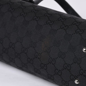 GUCCI グッチ ワンショルダー ハンドバッグ 111713 3444 GGキャンバス バンブー レザー ブラック 美品 中古 4a000383