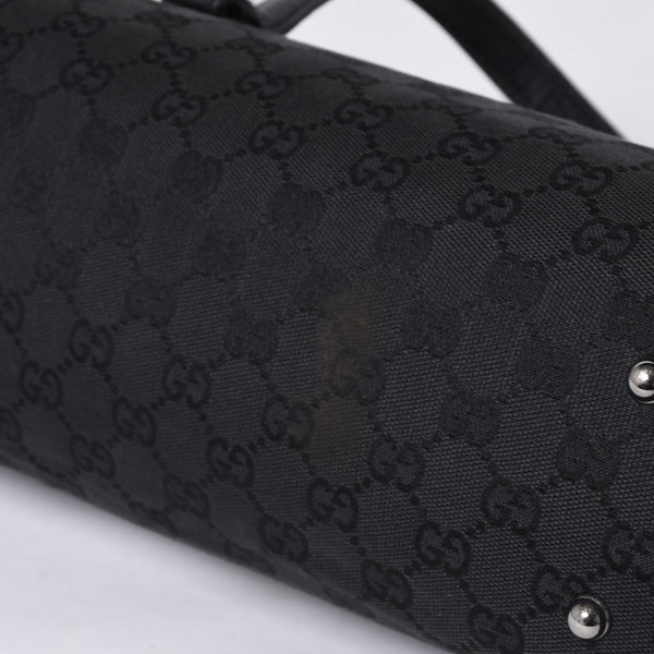 GUCCI グッチ ワンショルダー ハンドバッグ 111713 3444 GGキャンバス バンブー レザー ブラック 美品 中古 4a000383