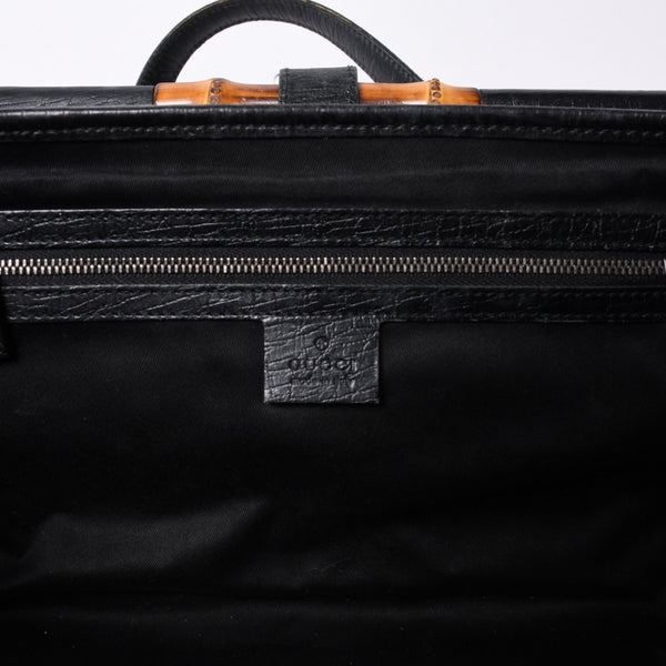 GUCCI グッチ ワンショルダー ハンドバッグ 111713 3444 GGキャンバス バンブー レザー ブラック 美品 中古 4a000383