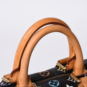 Very Good Condition LOUIS VUITTON Speedy 30 Handbag M92642 Monogram Multicolor Black Gold Hardware Takashi Murakami Used 4a000475