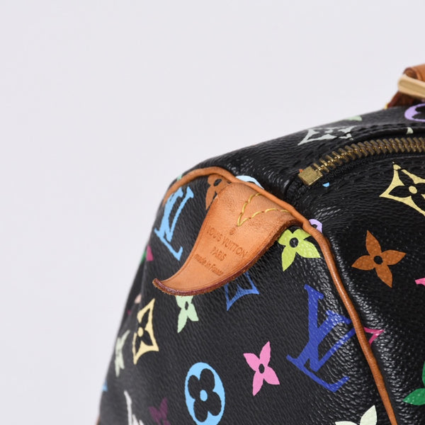 Very Good Condition LOUIS VUITTON Speedy 30 Handbag M92642 Monogram Multicolor Black Gold Hardware Takashi Murakami Used 4a000475