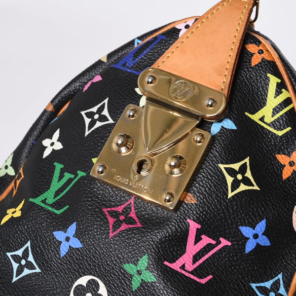 Very Good Condition LOUIS VUITTON Speedy 30 Handbag M92642 Monogram Multicolor Black Gold Hardware Takashi Murakami Used 4a000475