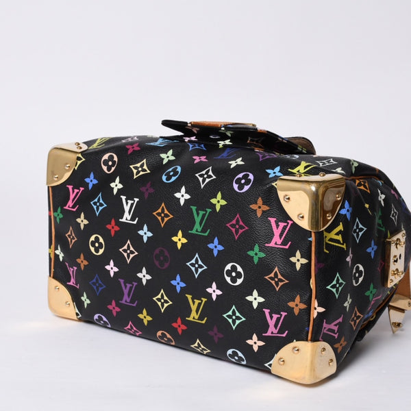 Very Good Condition LOUIS VUITTON Speedy 30 Handbag M92642 Monogram Multicolor Black Gold Hardware Takashi Murakami Used 4a000475