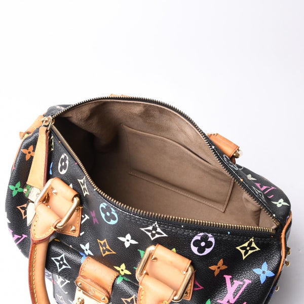 Very Good Condition LOUIS VUITTON Speedy 30 Handbag M92642 Monogram Multicolor Black Gold Hardware Takashi Murakami Used 4a000475
