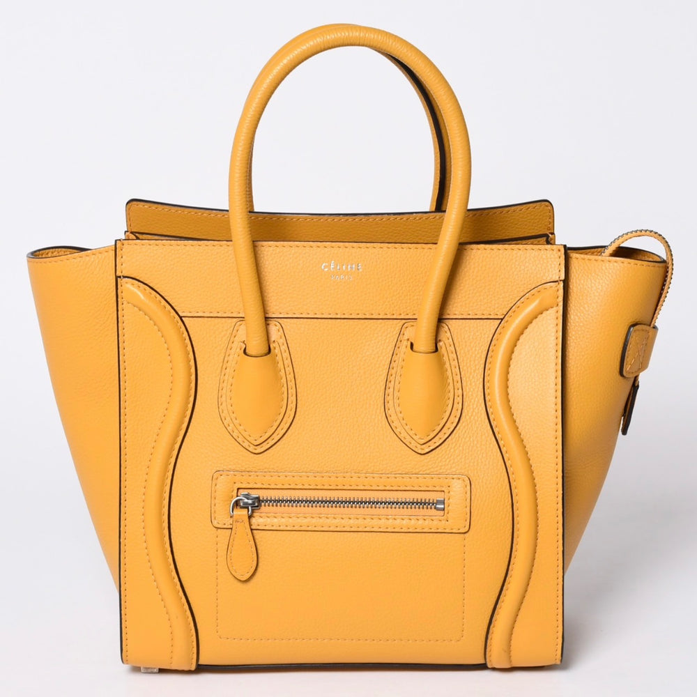 CELINE セリーヌ ラゲージ ミニショッパー レザー Hand Bag ハンドバッグ フィービー期 Yellow イエロー S-AT-1113 美品 中古 4a000495