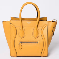 CELINE セリーヌ ラゲージ ミニショッパー レザー Hand Bag ハンドバッグ フィービー期 Yellow イエロー S-AT-1113 美品 中古 4a000495