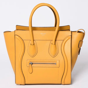 CELINE セリーヌ ラゲージ ミニショッパー レザー Hand Bag ハンドバッグ フィービー期 Yellow イエロー S-AT-1113 美品 中古 4a000495