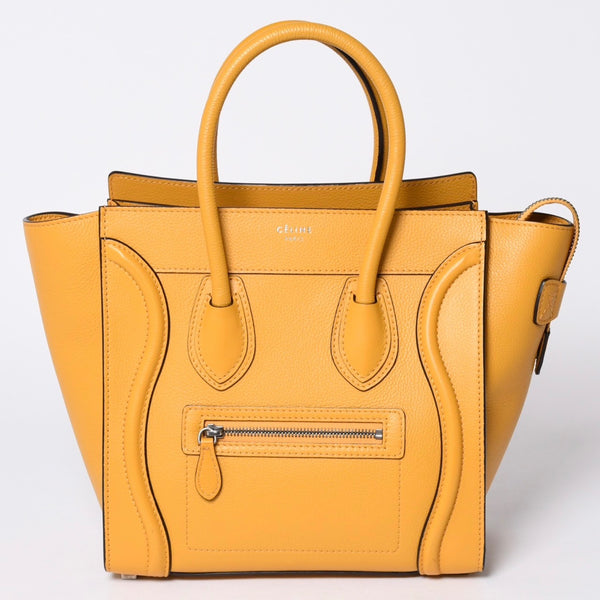 CELINE セリーヌ ラゲージ ミニショッパー レザー Hand Bag ハンドバッグ フィービー期 Yellow イエロー S-AT-1113 美品 中古 4a000495