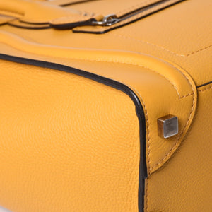 CELINE セリーヌ ラゲージ ミニショッパー レザー Hand Bag ハンドバッグ フィービー期 Yellow イエロー S-AT-1113 美品 中古 4a000495