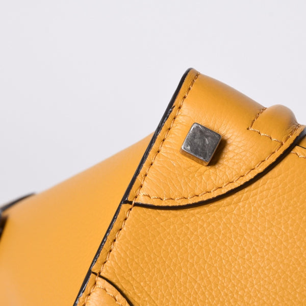 CELINE セリーヌ ラゲージ ミニショッパー レザー Hand Bag ハンドバッグ フィービー期 Yellow イエロー S-AT-1113 美品 中古 4a000495