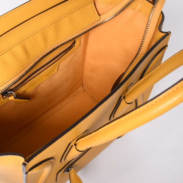CELINE セリーヌ ラゲージ ミニショッパー レザー Hand Bag ハンドバッグ フィービー期 Yellow イエロー S-AT-1113 美品 中古 4a000495