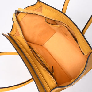 CELINE セリーヌ ラゲージ ミニショッパー レザー Hand Bag ハンドバッグ フィービー期 Yellow イエロー S-AT-1113 美品 中古 4a000495
