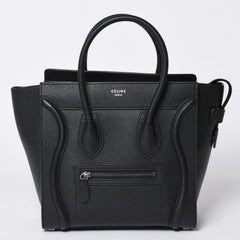 CELINE セリーヌ ラゲージ マイクロショッパー エディ期 現行 トートバッグ レザー ブラック シルバー金具 美品 中古 4a000494