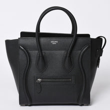 画像をギャラリービューアに読み込む, CELINE セリーヌ ラゲージ マイクロショッパー エディ期 現行 トートバッグ レザー ブラック シルバー金具 美品 中古 4a000494