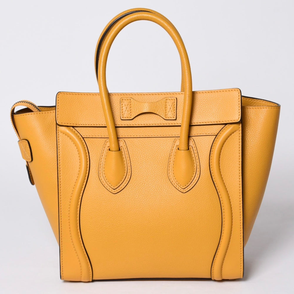 CELINE セリーヌ ラゲージ ミニショッパー レザー Hand Bag ハンドバッグ フィービー期 Yellow イエロー S-AT-1113 美品 中古 4a000495