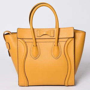 CELINE セリーヌ ラゲージ ミニショッパー レザー Hand Bag ハンドバッグ フィービー期 Yellow イエロー S-AT-1113 美品 中古 4a000495