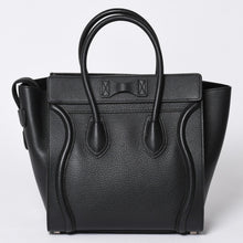 画像をギャラリービューアに読み込む, CELINE セリーヌ ラゲージ マイクロショッパー エディ期 現行 トートバッグ レザー ブラック シルバー金具 美品 中古 4a000494