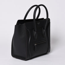 画像をギャラリービューアに読み込む, CELINE セリーヌ ラゲージ マイクロショッパー エディ期 現行 トートバッグ レザー ブラック シルバー金具 美品 中古 4a000494